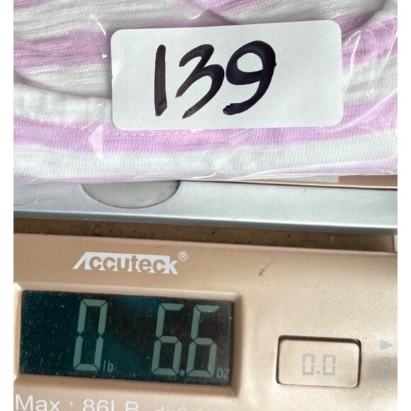 Talbots Petite Lp Lavender & White Striped Cotton Top 3/4 Sleeves Knit Cotton - Picture 5 of 5